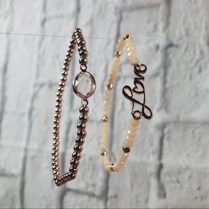 Vintage LOVE Gold Pearl Bead Friendship Bracelets